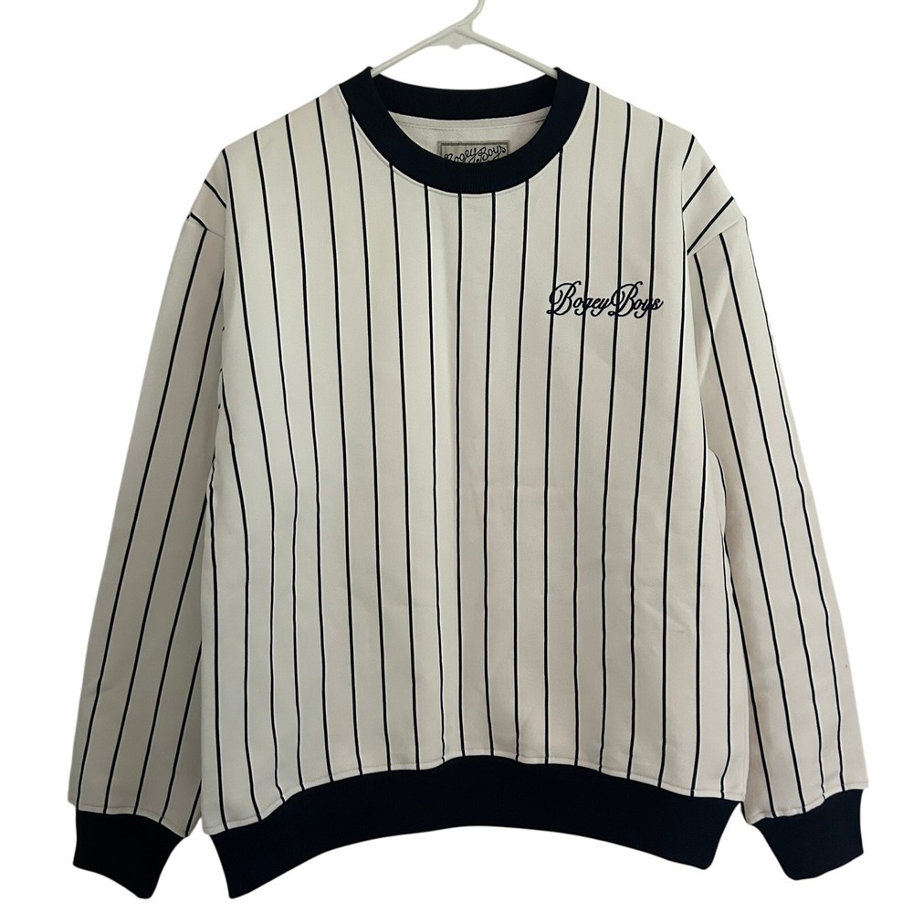 Bogey Boys Men's Navy Pinstripe Crewneck Long Sleeve Sweatshirt M Medium New